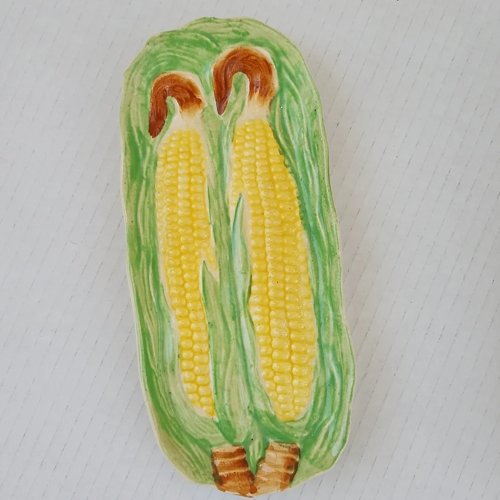 MID-CENTURY JAPANESE HINODE POTTERY SET OF 4 CORN DISHES - Picture 2 of 8